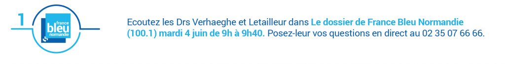 Écoutez les Dr Verhaeghe et Letailleur dans Le Dossier de France Bleu Normandie mardi 4 juin dans le cadre d'Avis d'experts sur la préservation de la fertilité en juin 2019. 