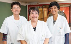 Les Drs Evelyne Guegan-Massardier, Aude Triquenot-Bagan et Ozlem Ozkul-Wermester de l’unité neuro-vasculaire du service de neurologie