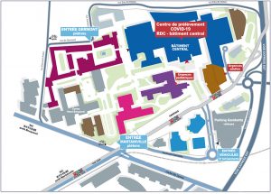 Plan d'accès au centre de prélèvement Covid-19 - Hôpital Charles-Nicolle