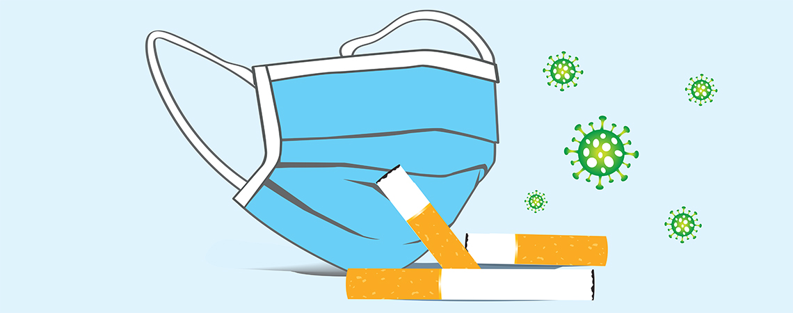Illustration d'un masque, de virus et de cigarettes