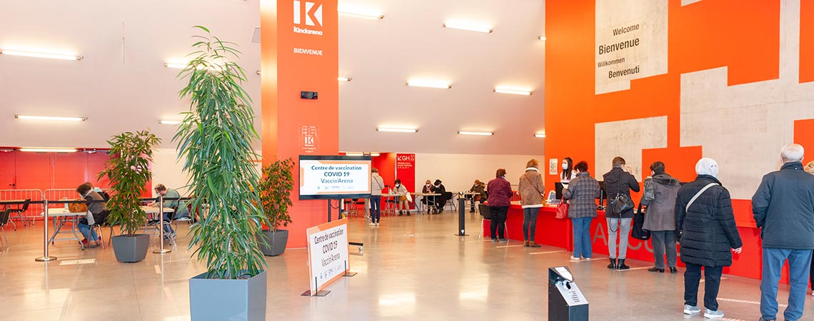 Hall du Vaccin'Arena pour la vaccination Covid-19